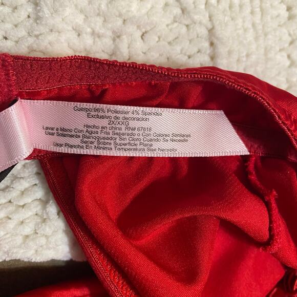 Flora’s Follies Red Satin Babydoll Sexy Lingerie Chemise Slip Plus Size 2X - Picture 7 of 8